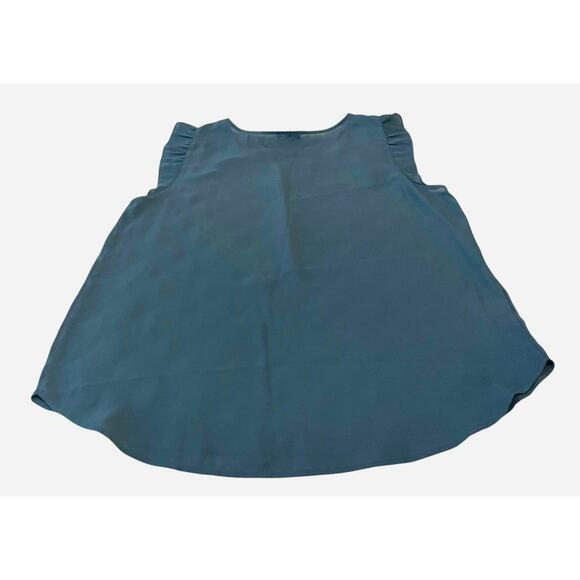 LOFT OUTLET CAP SLV RND NECK PULL-OVER TUNIC BLOUSE, WOMENS, L, BLUE - Picture 7 of 10